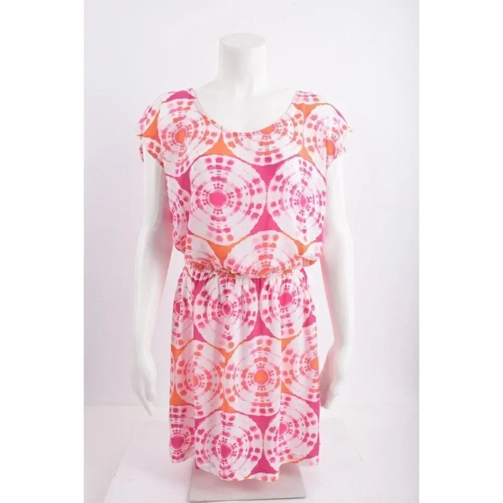 Banana Republic Womens Dress Swim Cover-Up M Pink White Tie Dye Geometric NWT